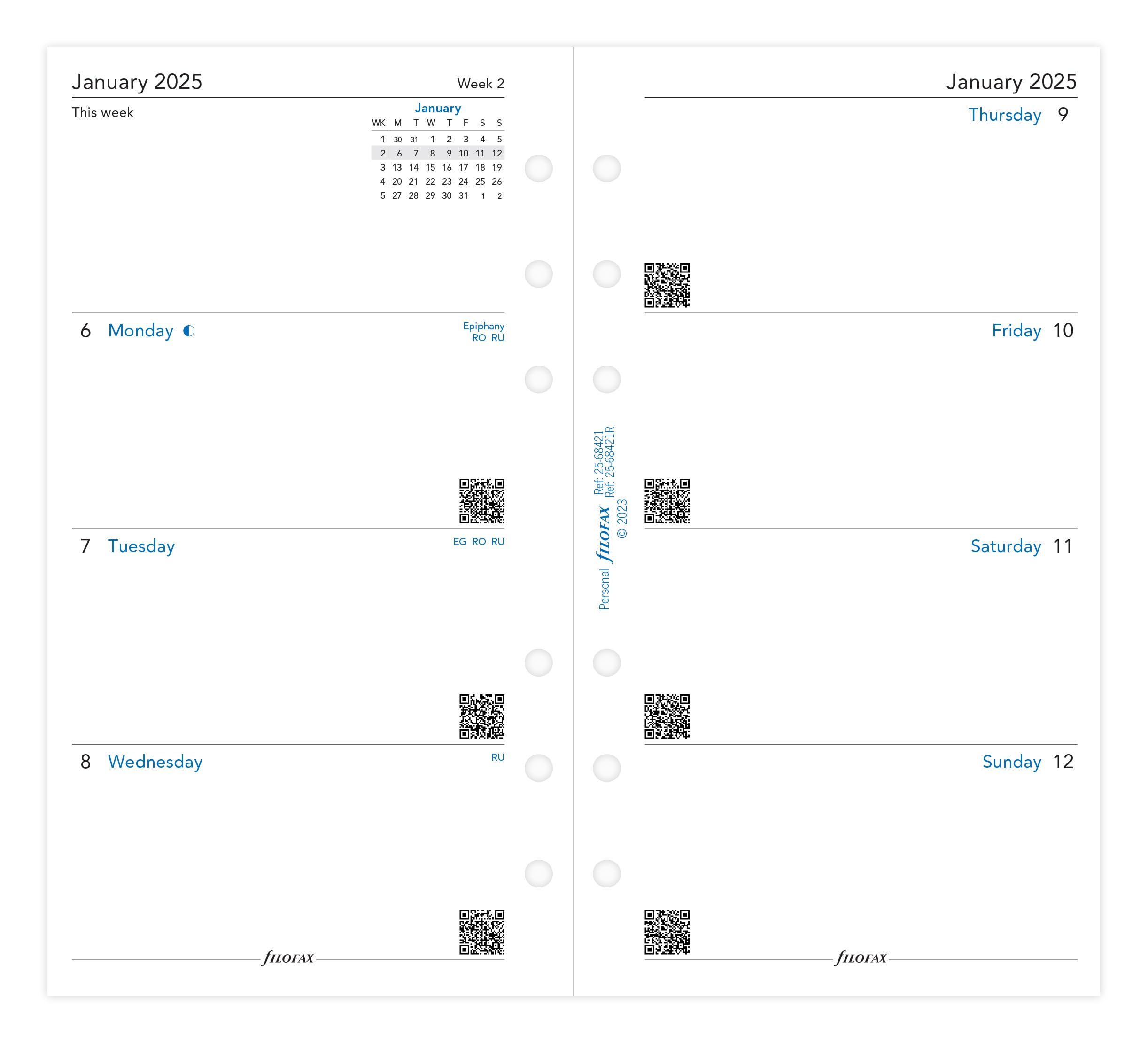 Amazon.co.jp: ファイロファックス システム手帳 リフィル 2025年 1月